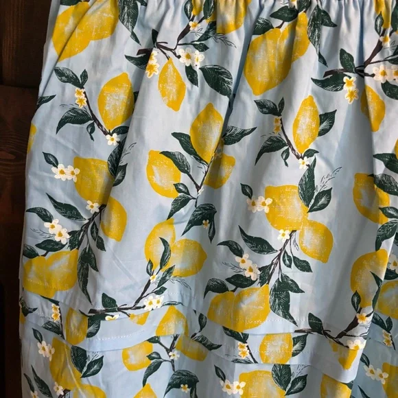 ❗️FINAL❗️NWT French Connection Blue and Yellow Lemon Midi Dress XL - Picture 7 of 14